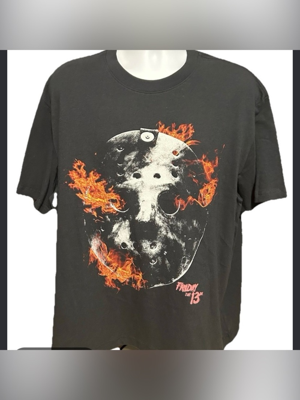 Friday the 13th Black Graphic Tee with Flaming Mask